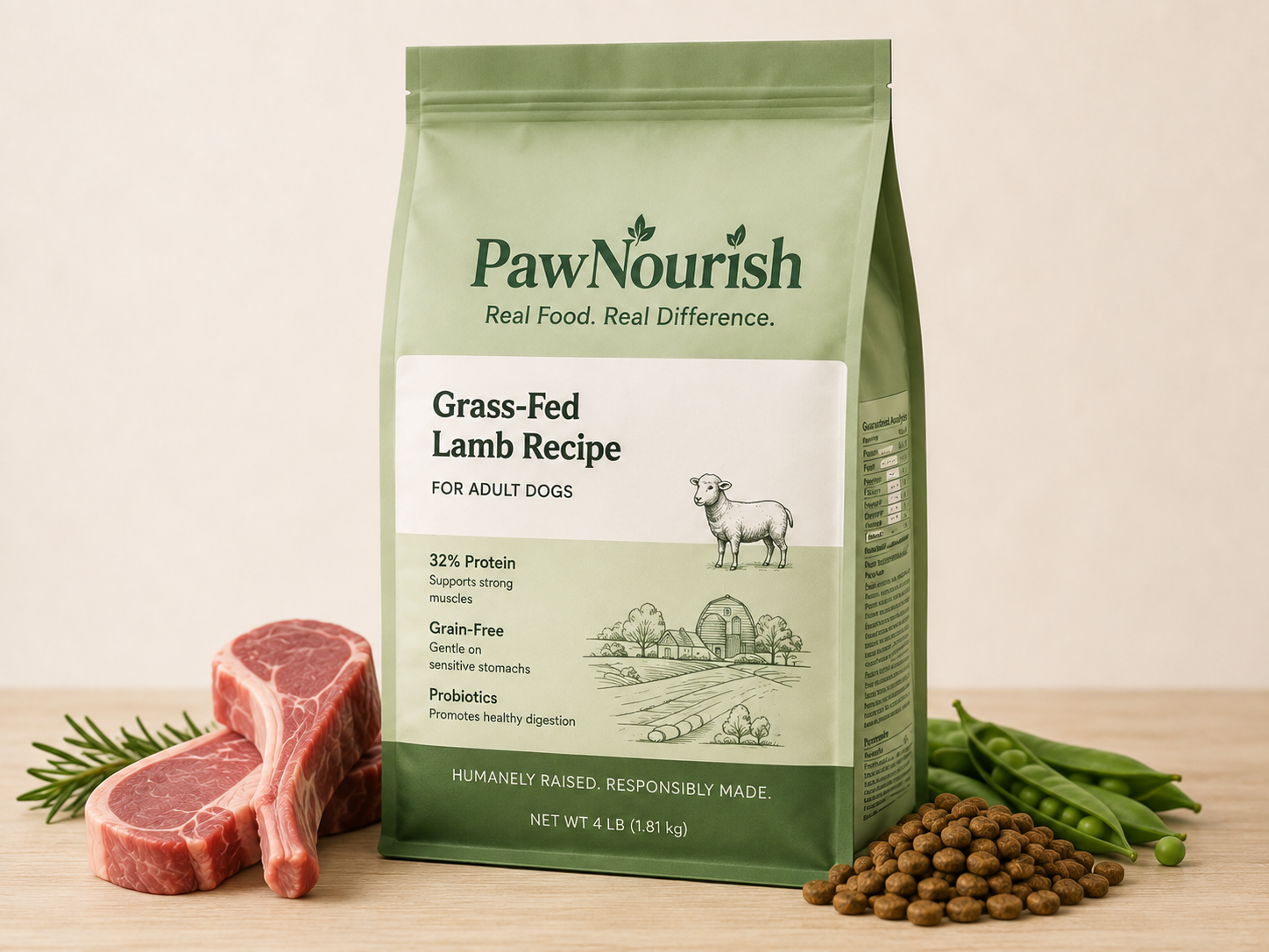 PawNourish Grass-Fed Lamb Recipe dog food bag