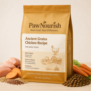 PawNourish Ancient Grains Chicken Recipe dog food bag