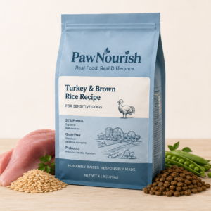 PawNourish Turkey & Brown Rice Recipe dog food bag