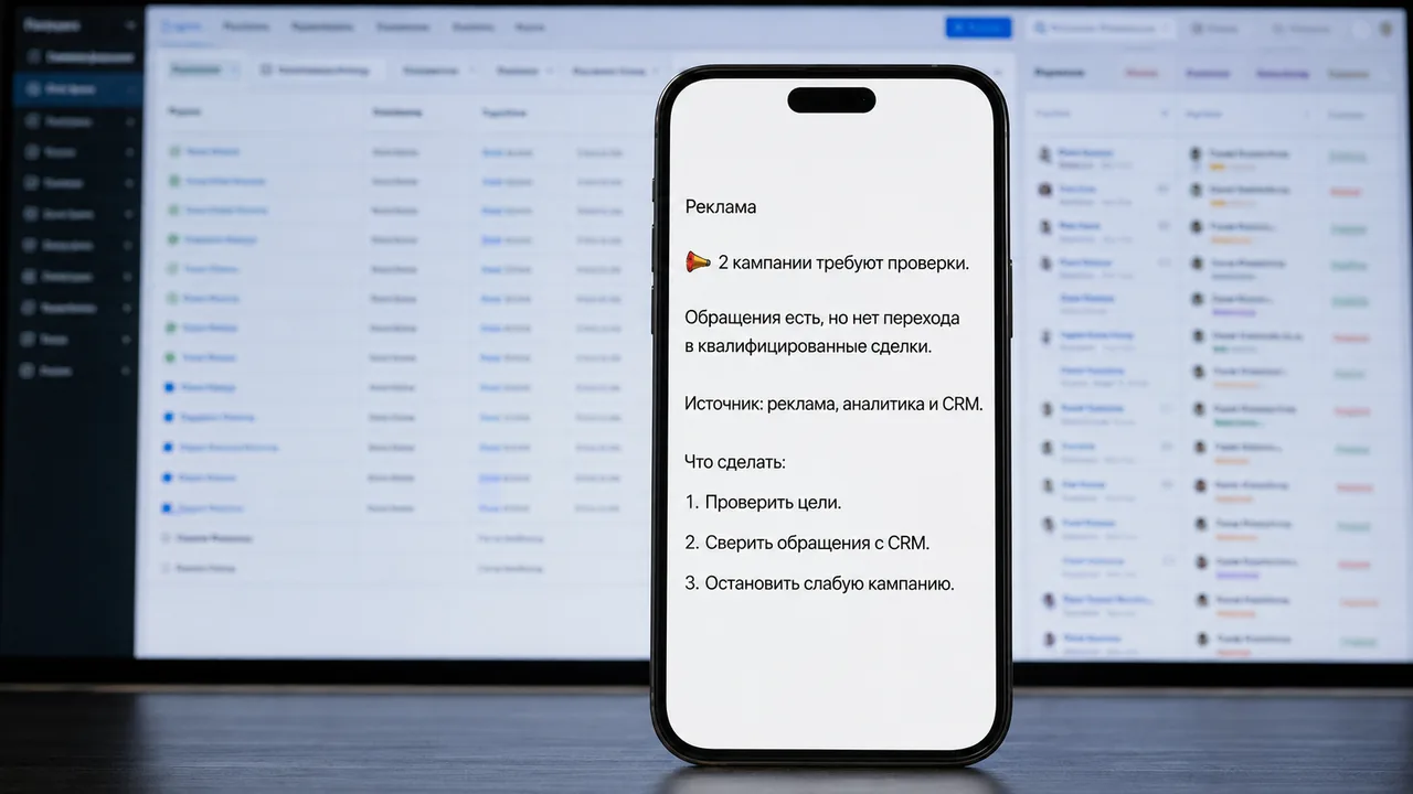 Сквозная аналитика и эффективность рекламы: пример отчёта AI-ассистента