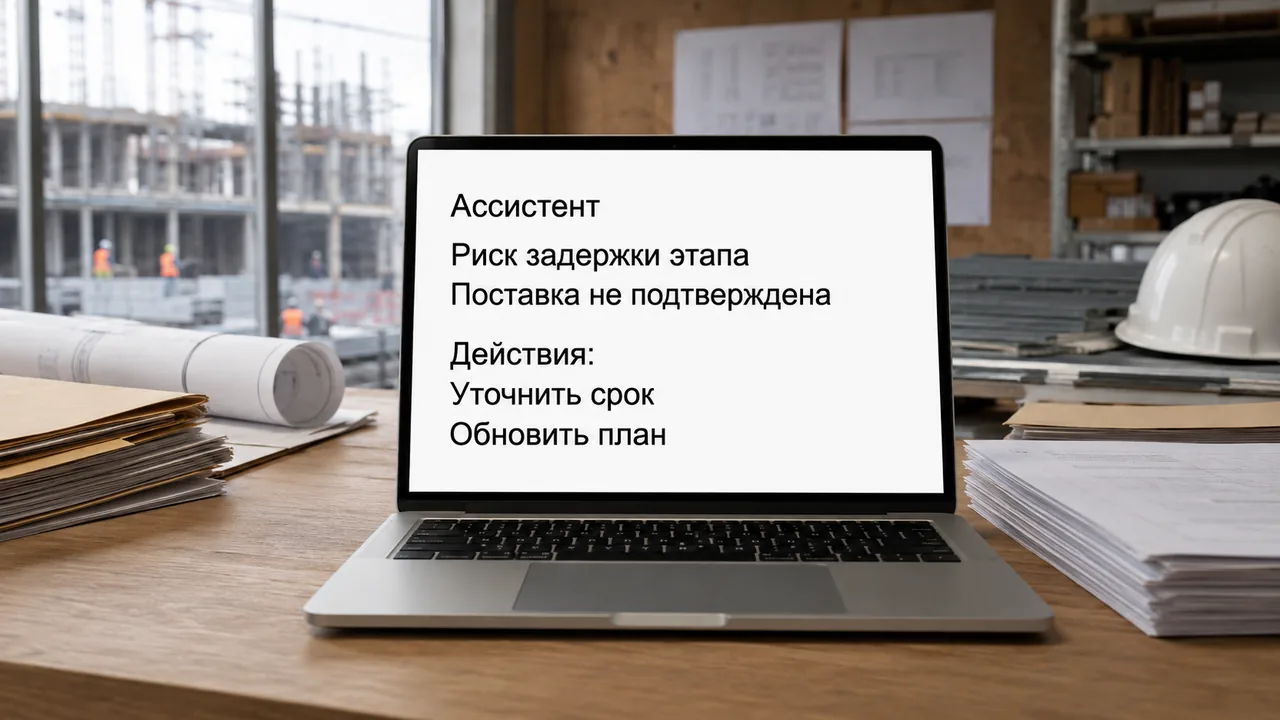 Контроль строительных проектов и сроков: пример отчёта AI-ассистента