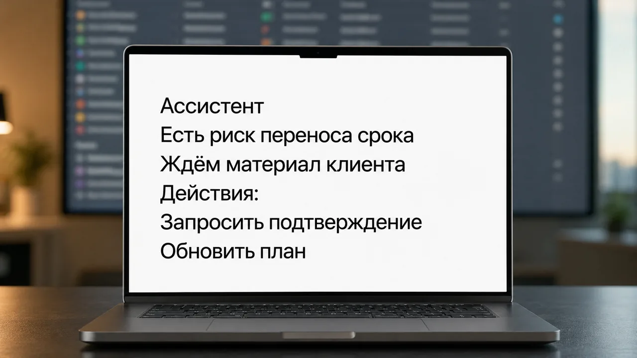 Контроль проектов, сроков и задач: пример отчёта AI-ассистента