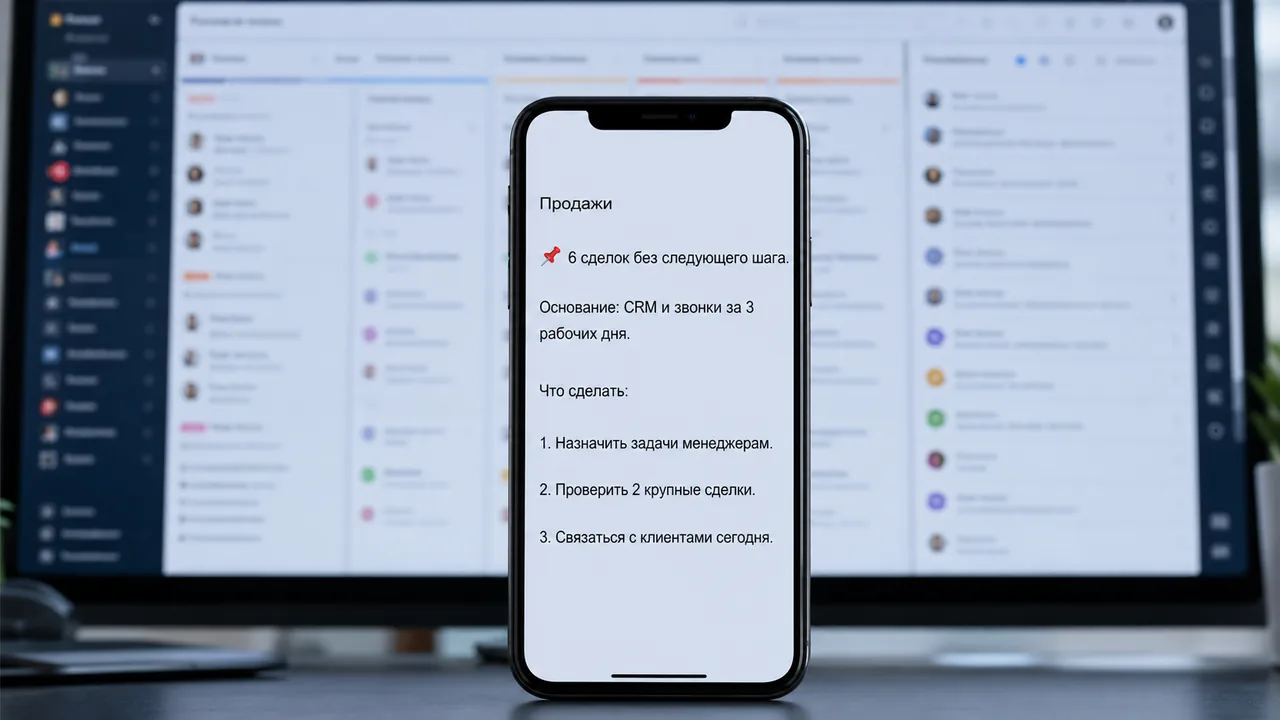 Контроль и автоматизация продаж: пример отчёта AI-ассистента