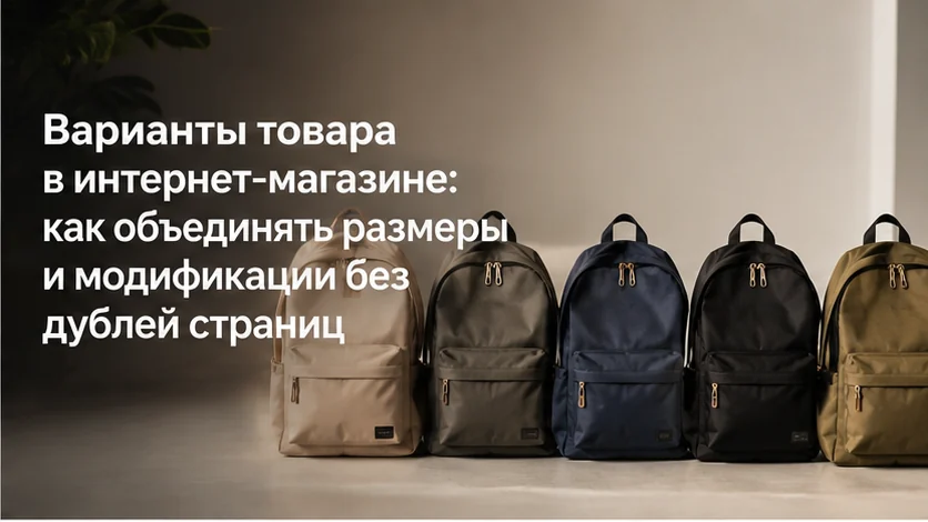 Варианты товара в интернет-магазине: как объединять размеры и модификации без дублей страниц