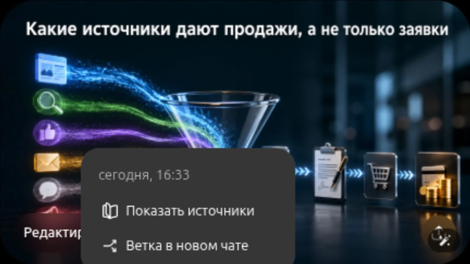 Какие источники дают продажи, а не только заявки
