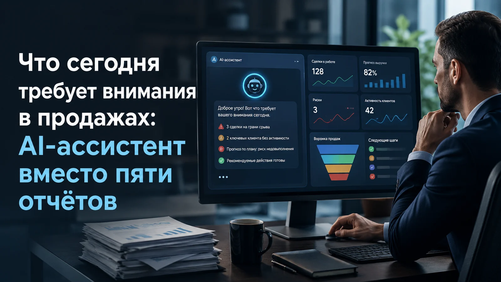 Что сегодня требует внимания в продажах: AI-ассистент вместо пяти отчётов