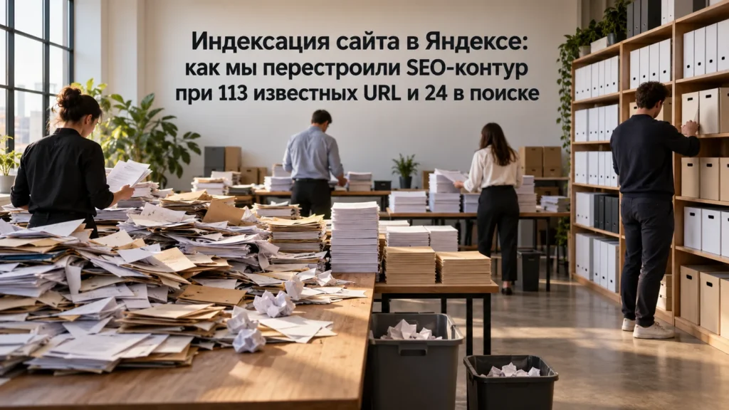 Индексация сайта в Яндексе: как мы перестроили SEO-контур при 113 известных URL и 24 в поиске