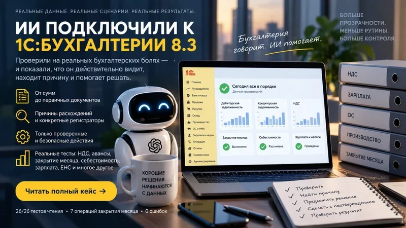 ИИ подключили к 1С:Бухгалтерии 8.3 — проверили на реальных бухгалтерских болях